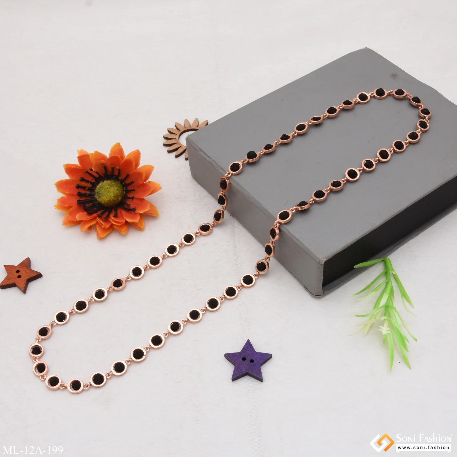 Best Quality Attractive Design Black Rose Gold Rudraksha Mala for Men - Style A199 - Image 4