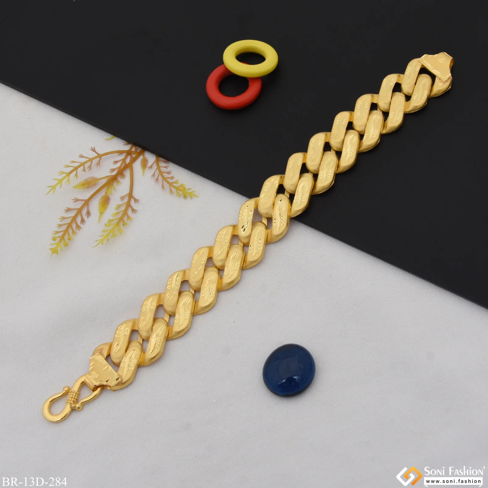 Best Quality Attractive Design Gold Plated Pokal Bracelet for Men - Style D284 - Image 5
