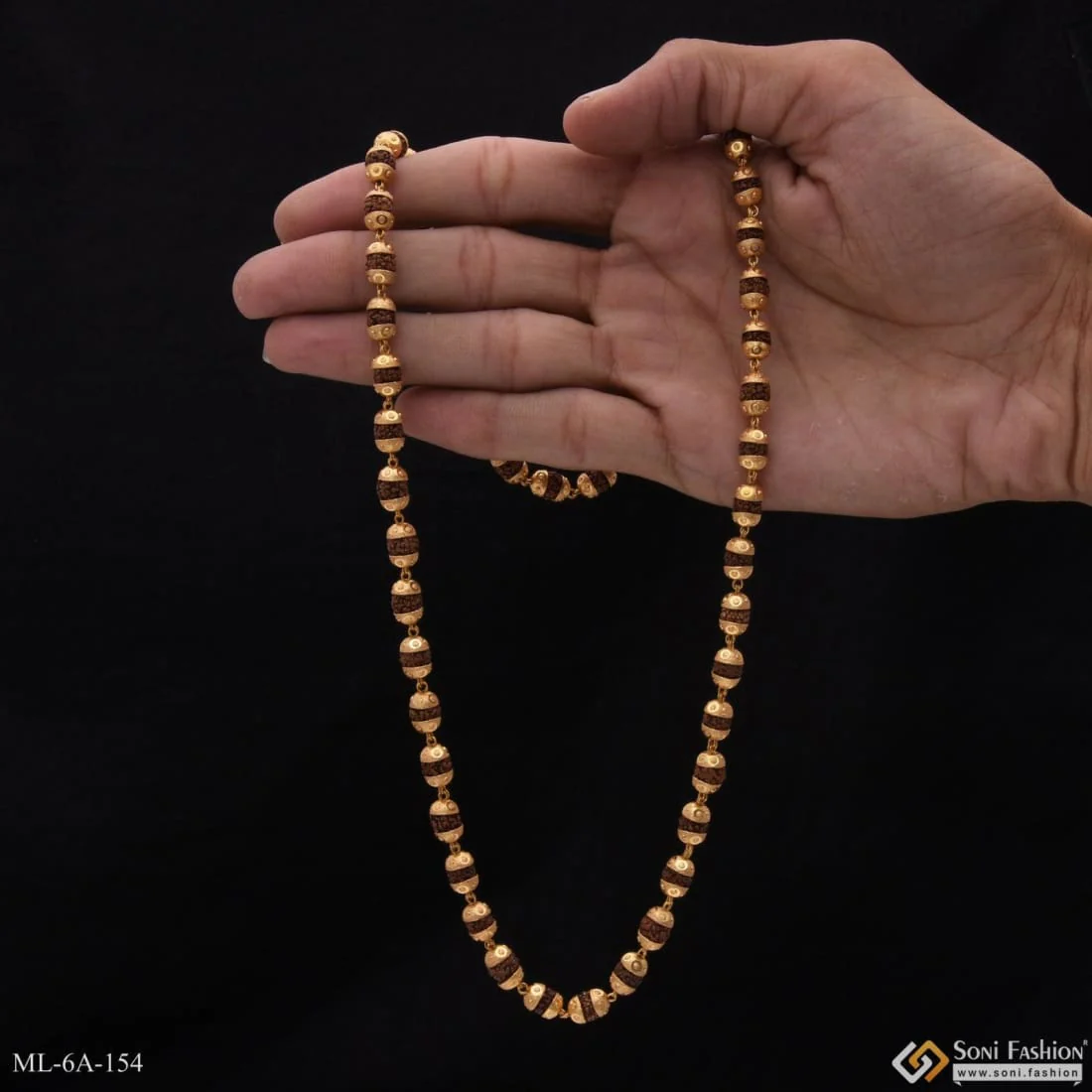 Best Quality Attractive Design Gold Plated Rudraksha Mala - Style A154 - Image 3