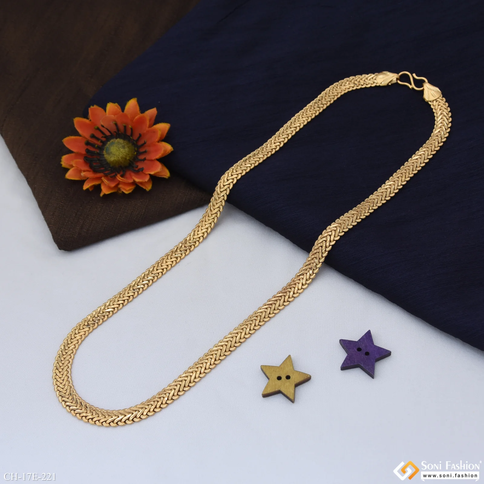 Best Quality Durable Design Gold Plated Chain for Men - Style E221 - Image 3
