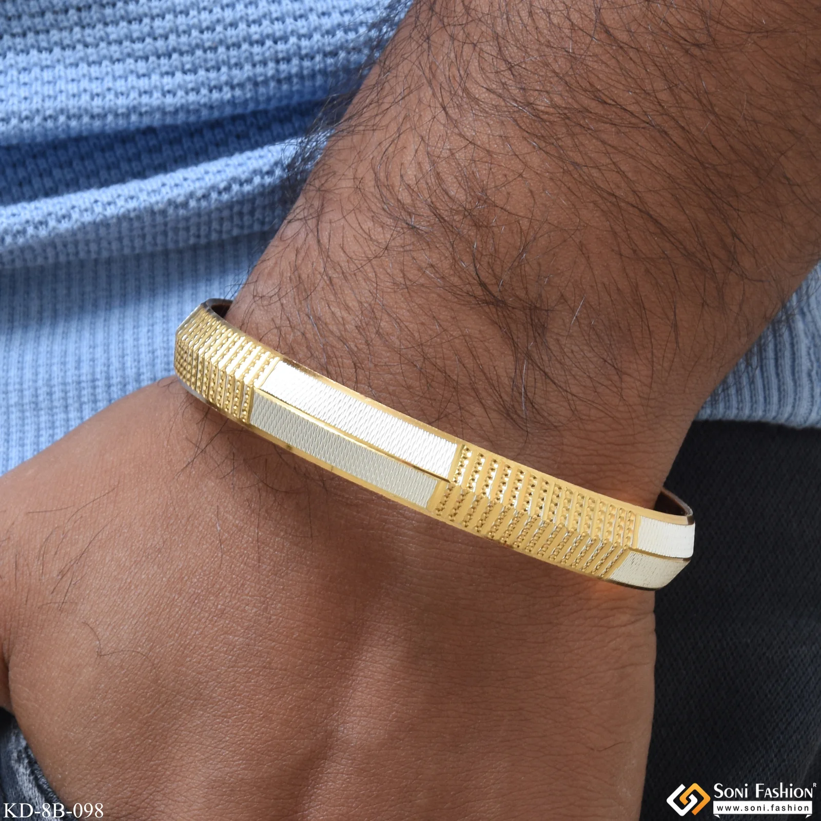 Best Quality Durable Design Gold Plated Punjabi Kada for Men - Style B098 - Image 2