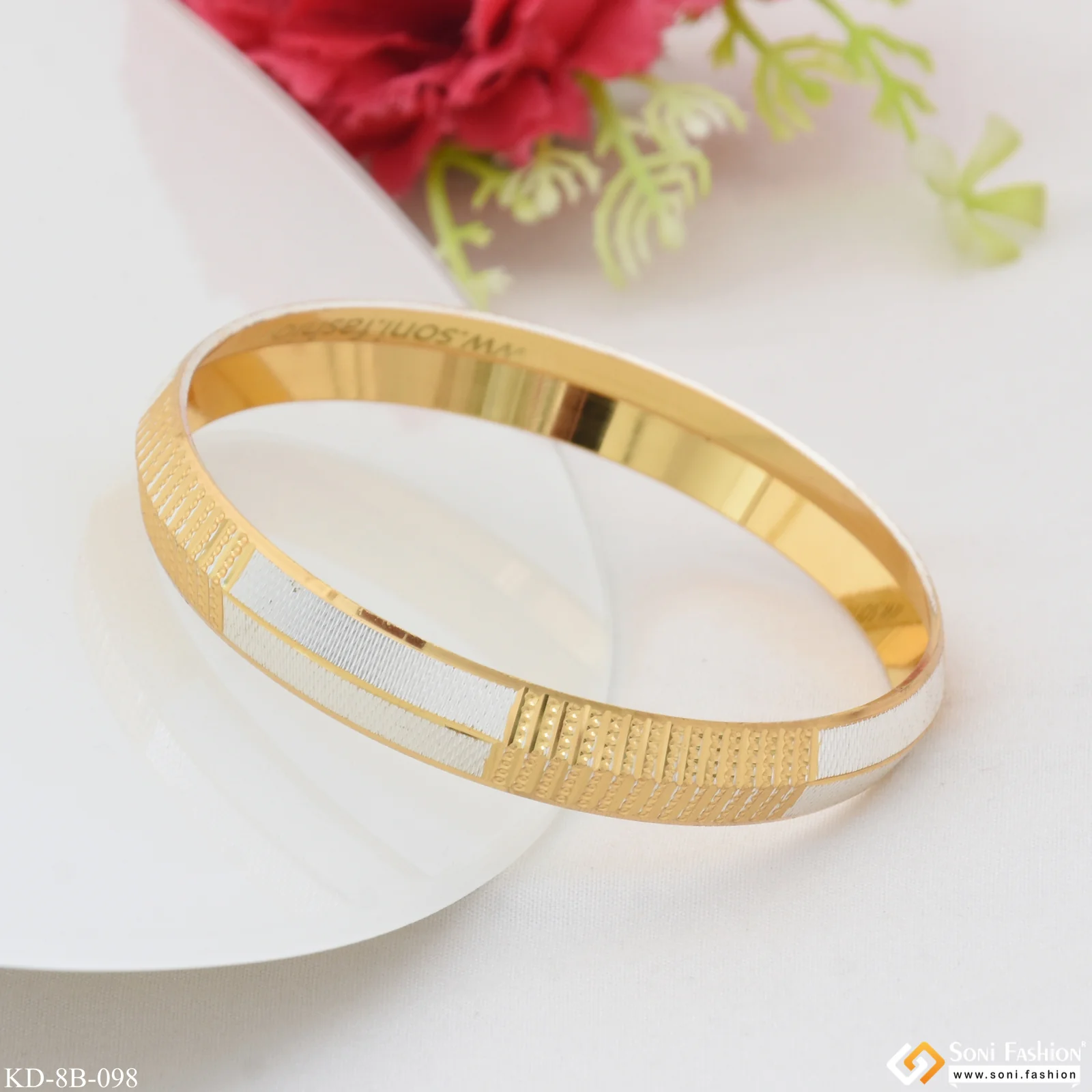 Best Quality Durable Design Gold Plated Punjabi Kada for Men - Style B098 - Image 3
