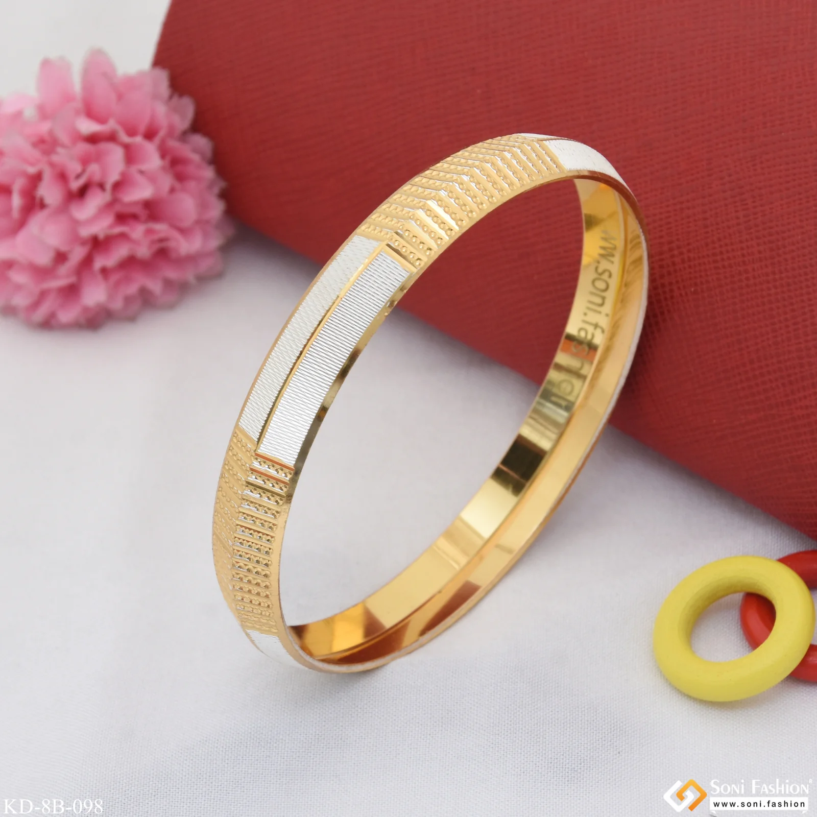 Best Quality Durable Design Gold Plated Punjabi Kada for Men - Style B098 - Image 4
