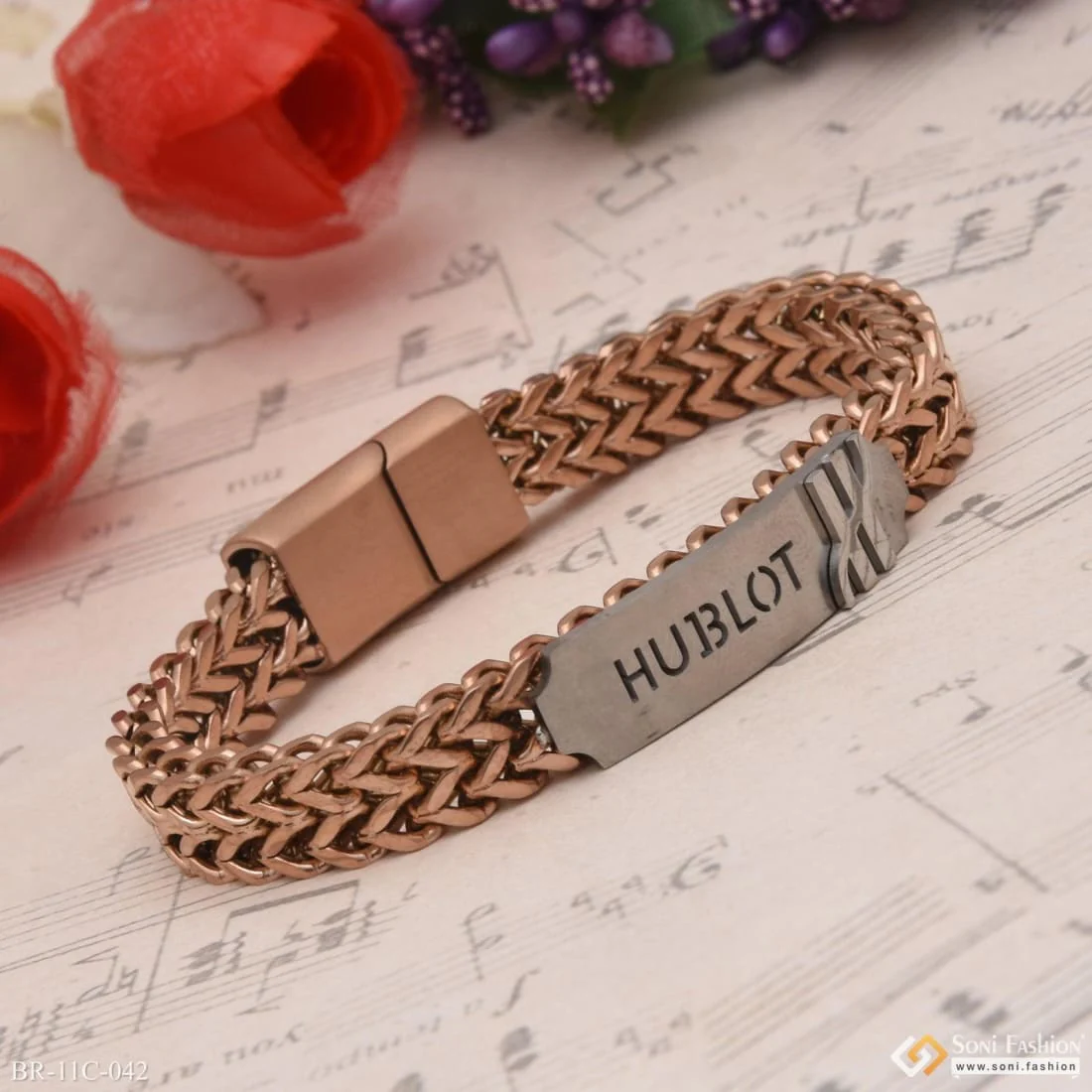 Best Quality Durable Design Silver & Rose Gold Color Bracelet for Men - Style C042 - Image 5