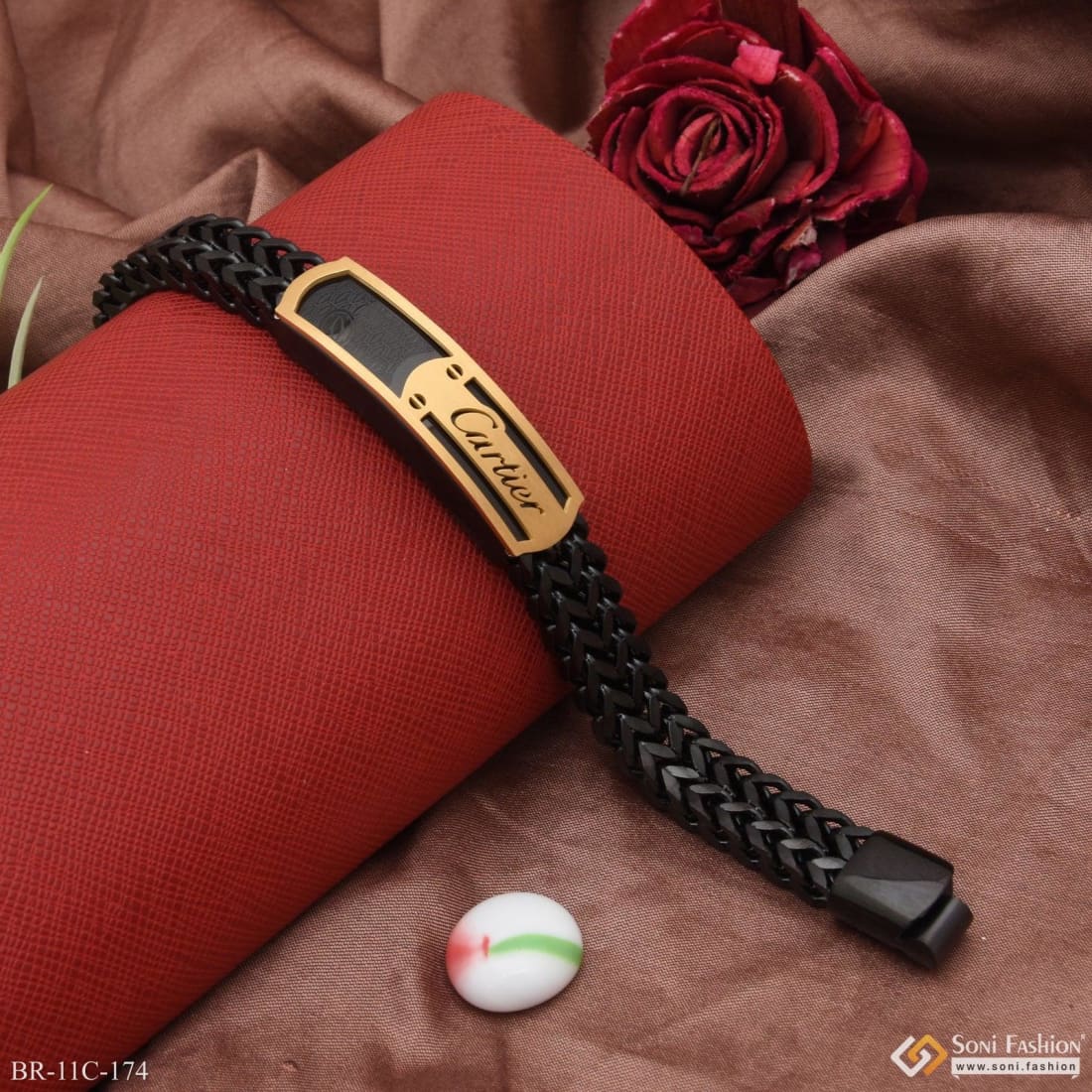 Best Quality Elegant Design Black & Golden Color Bracelet for Men - Style C174 - Image 5