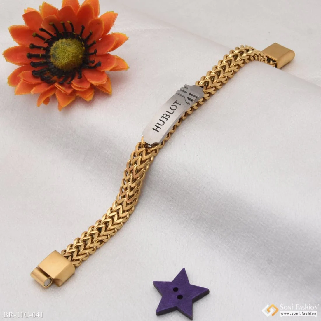 Best Quality Elegant Design Golden & Silver Color Bracelet For Men - Style C041 - Image 3