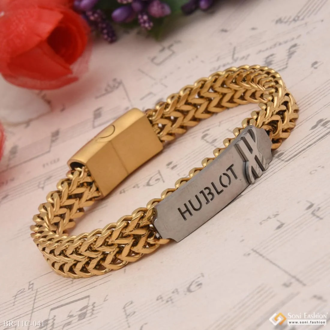 Best Quality Elegant Design Golden & Silver Color Bracelet For Men - Style C041 - Image 5