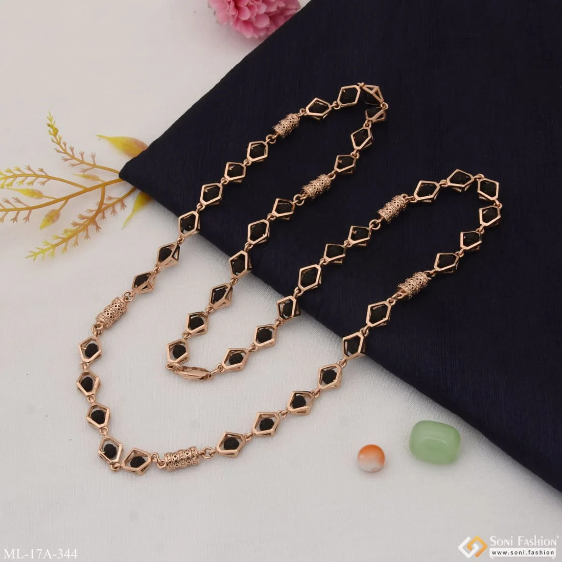 Best Quality Fashionable Design Rose Gold Color Rudraksha Mala for Men - Style A344 - Image 3