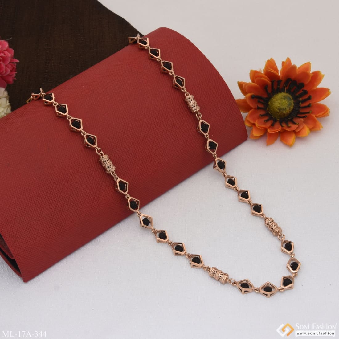 Best Quality Fashionable Design Rose Gold Color Rudraksha Mala for Men - Style A344 - Image 4