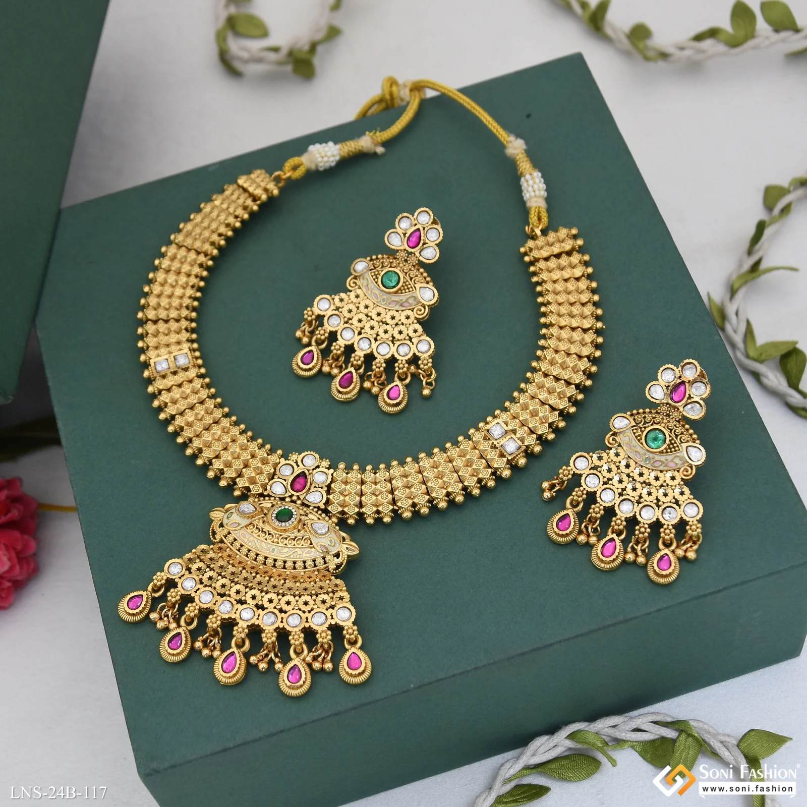 Best Quality Gold Plated Antique Necklace Set for Women - Style B117 - Image 5