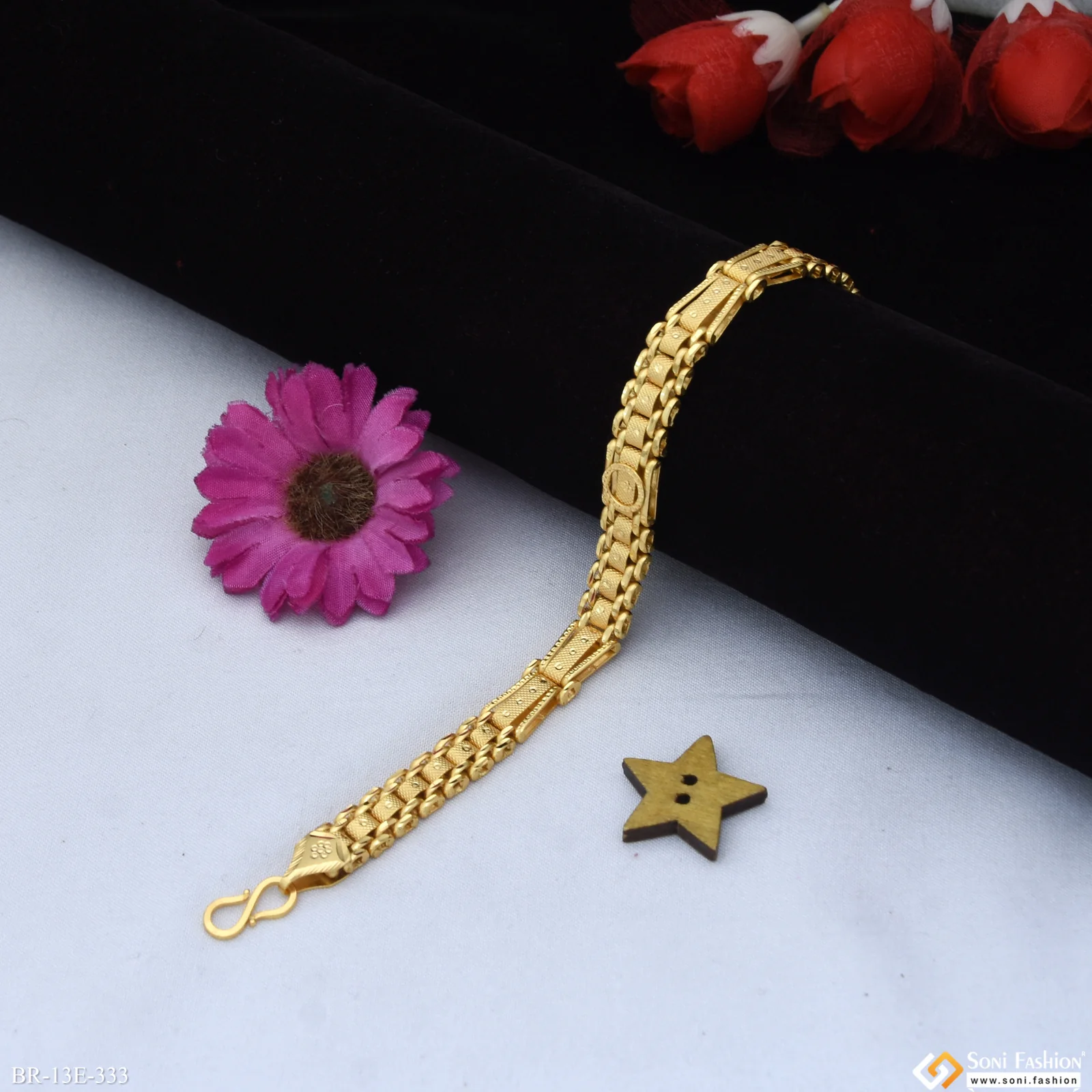 Best Quality Gold Plated Box Bracelet for Men - Style E333 - Image 2