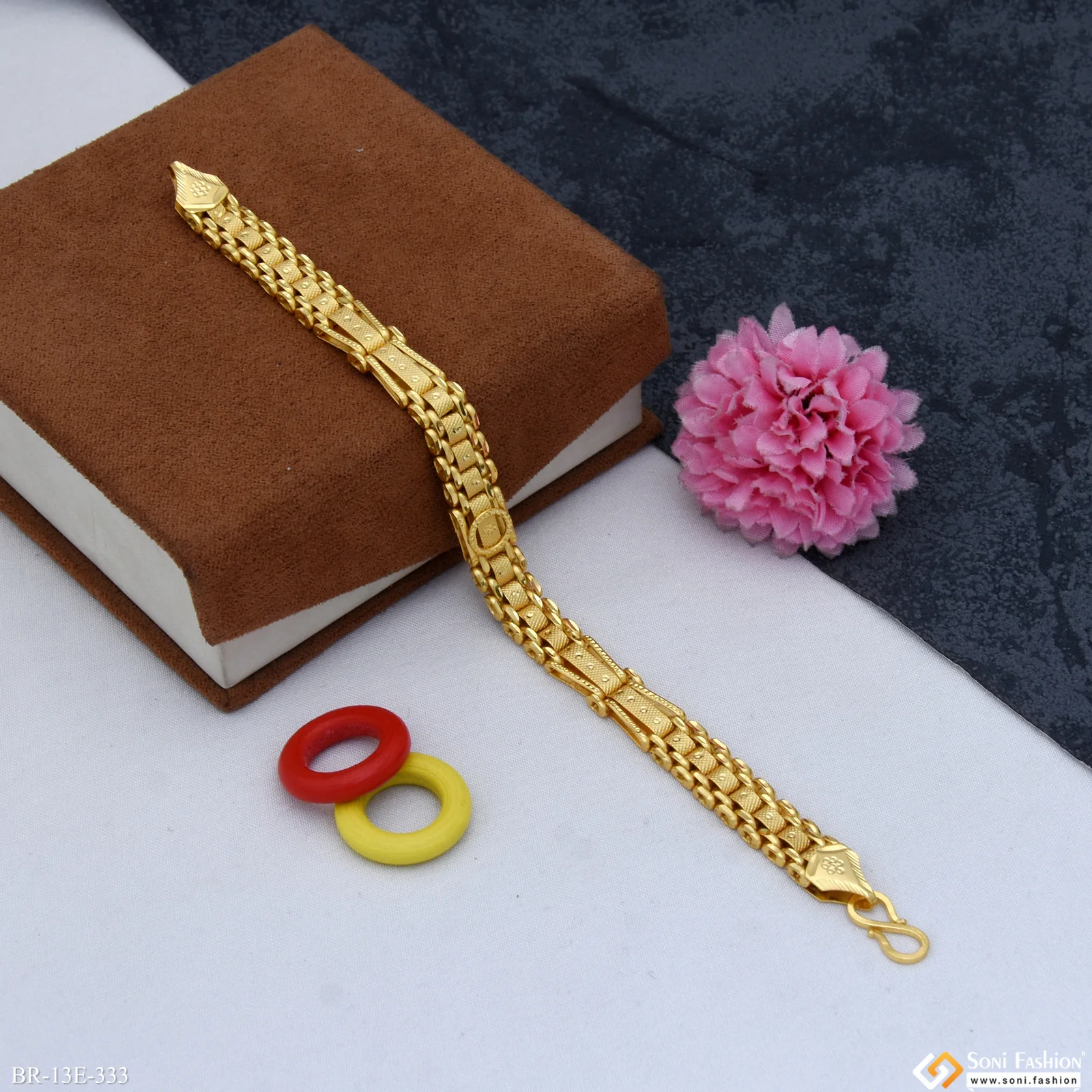 Best Quality Gold Plated Box Bracelet for Men - Style E333 - Image 3