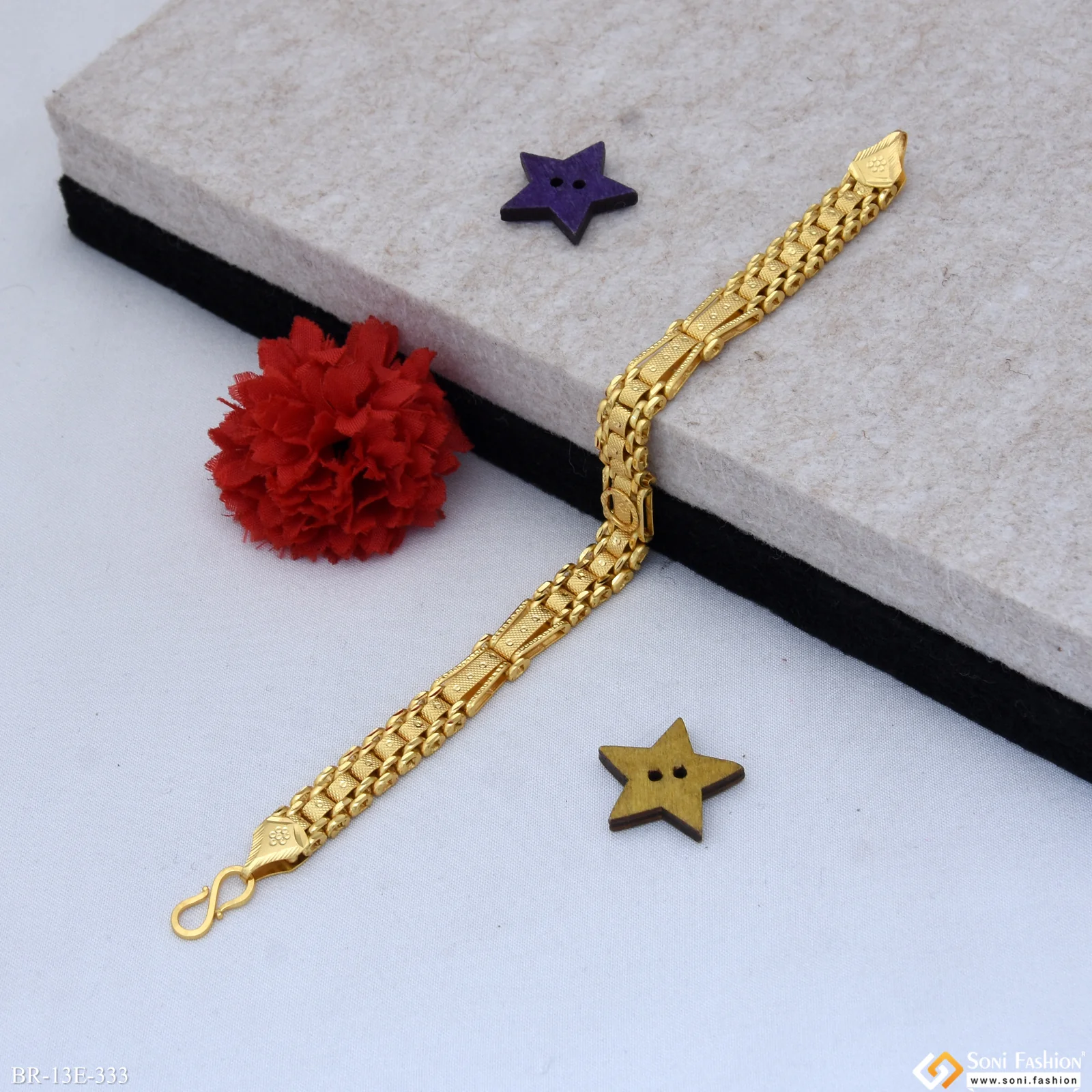 Best Quality Gold Plated Box Bracelet for Men - Style E333 - Image 4