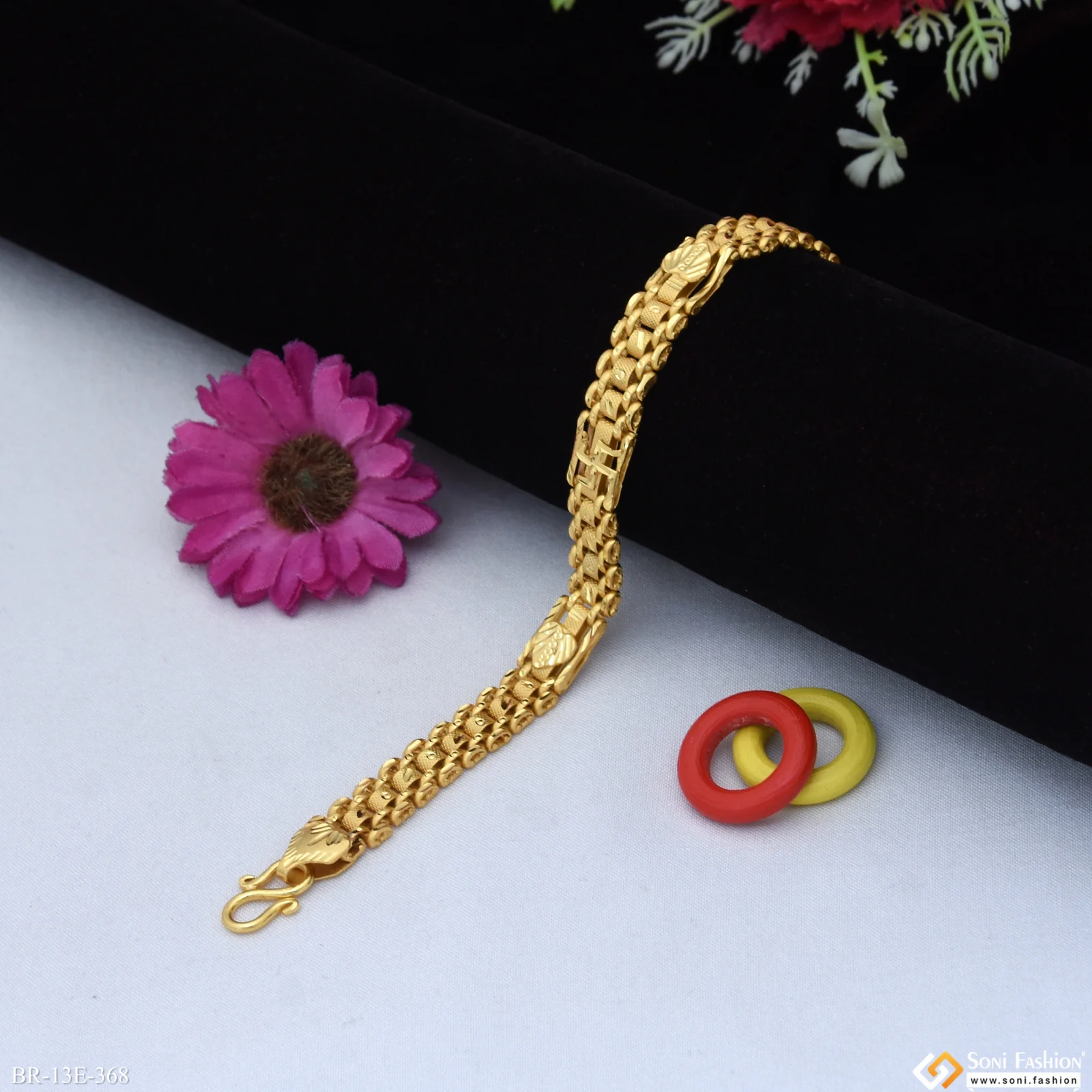 Best Swastik Design Gold Plated Box Bracelet for Men - Style E368 - Image 2