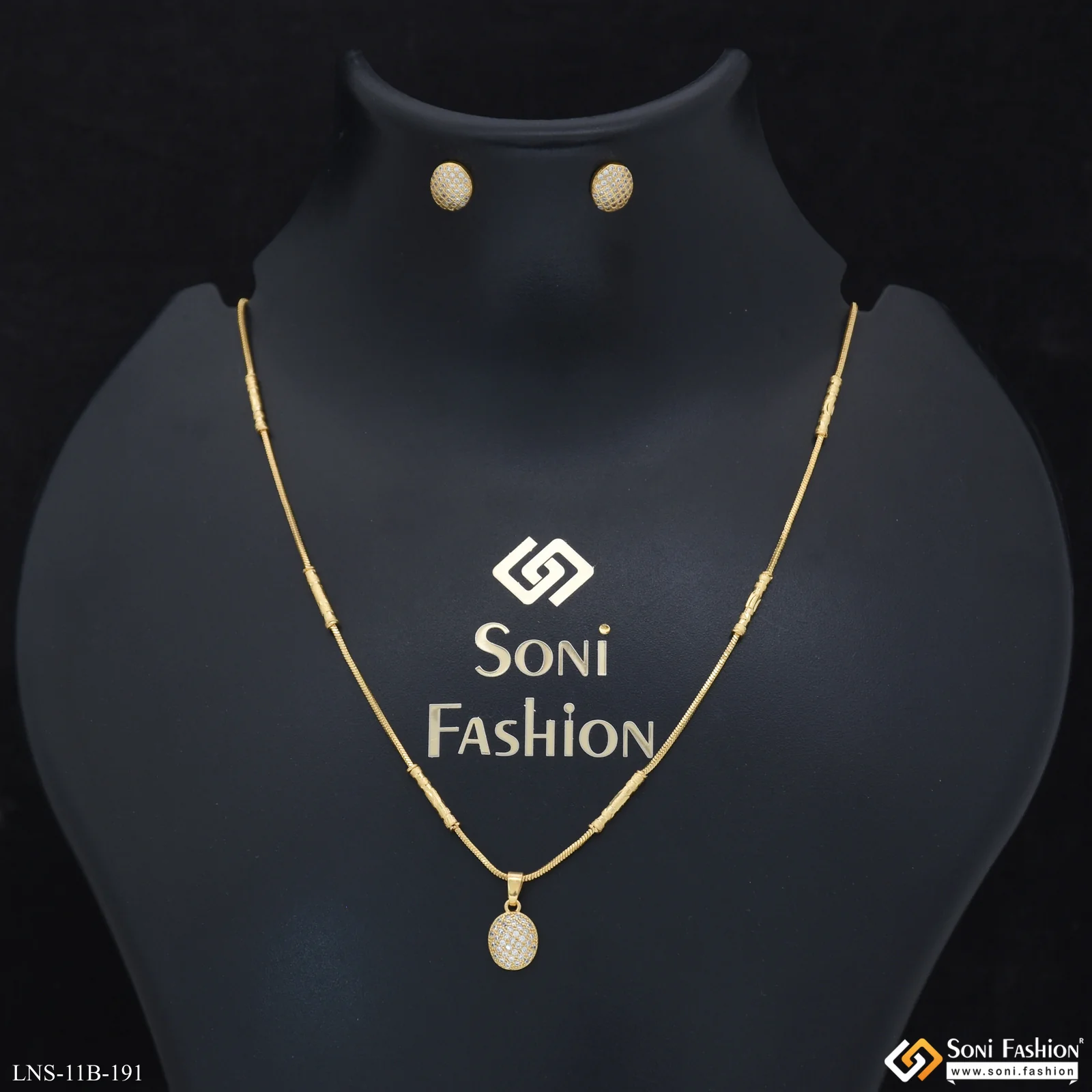 Best Quality Gold Plated Chain Pendant With Earrings for Ladies - Style B191 - Image 2