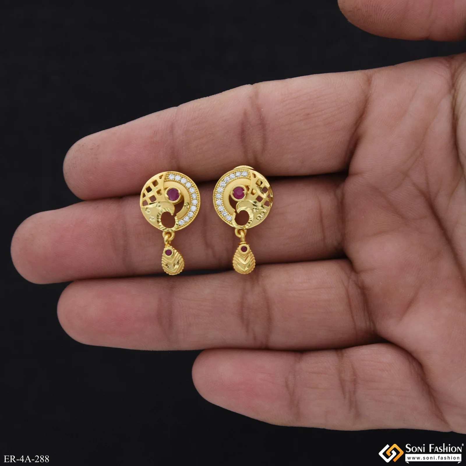 Best Quality Gold Plated Earrings for Ladies - Style A288 - Image 2
