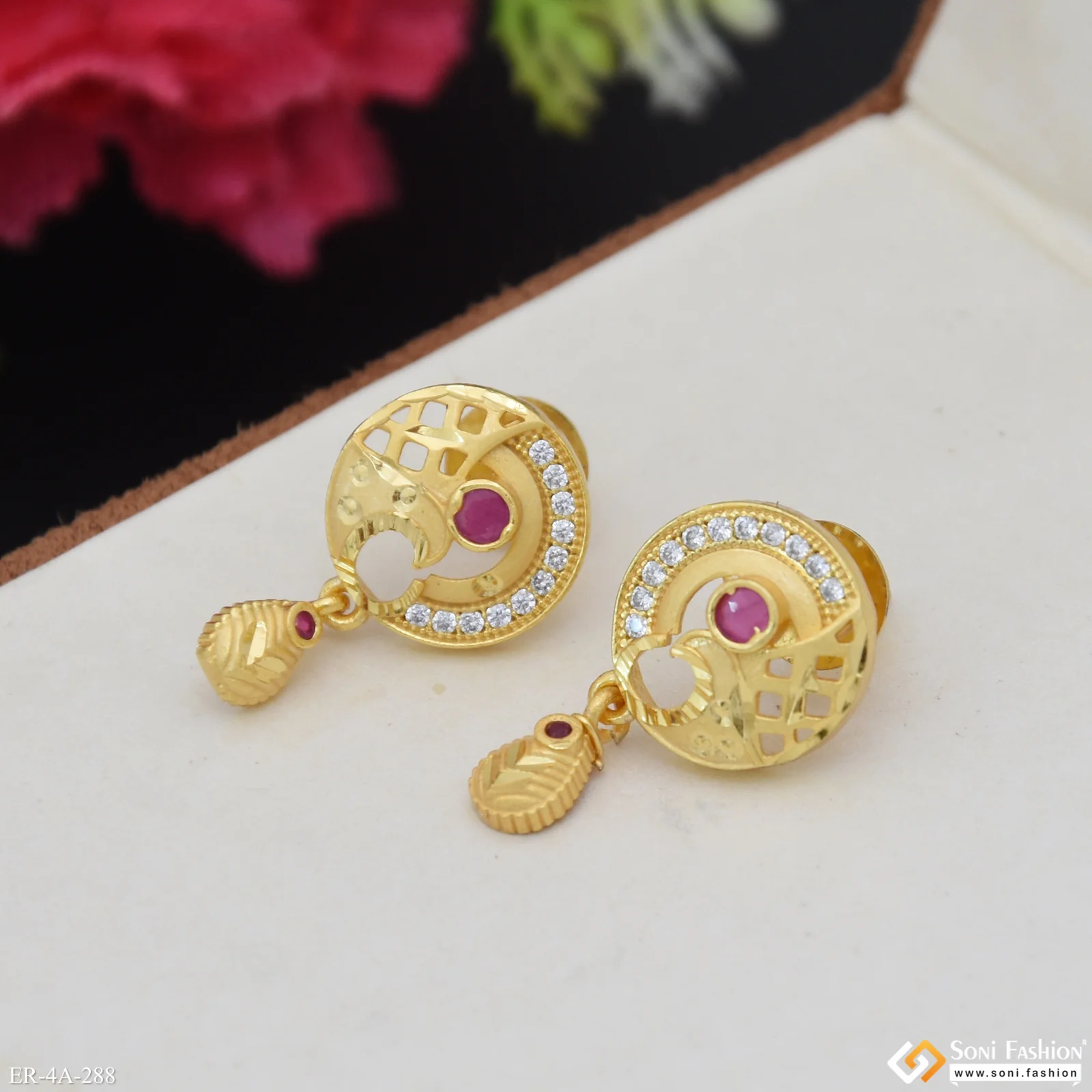 Best Quality Gold Plated Earrings for Ladies - Style A288 - Image 4