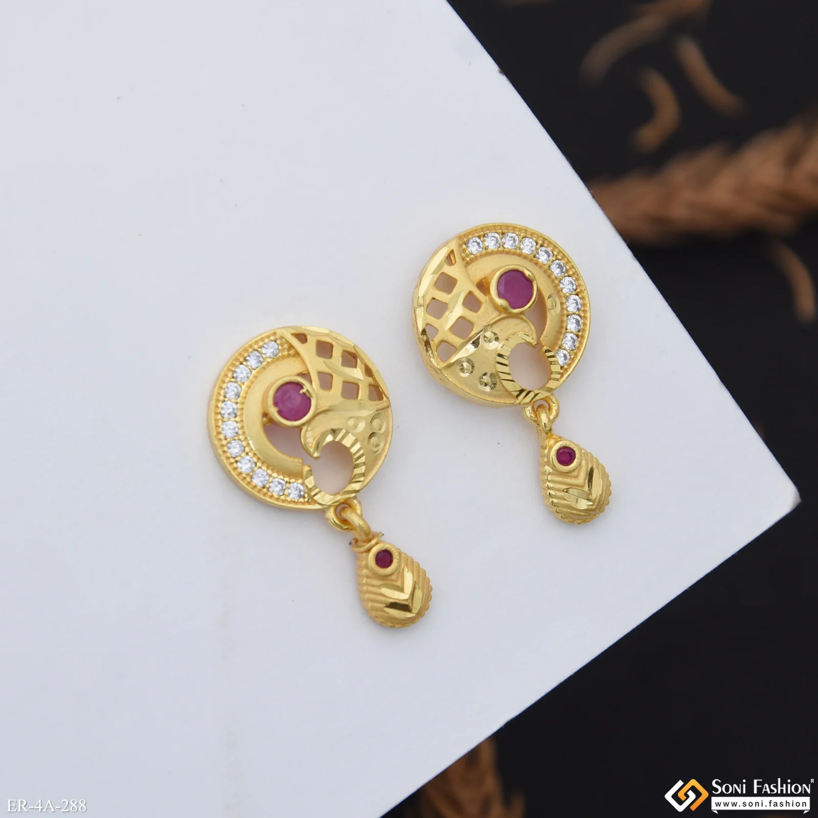 Best Quality Gold Plated Earrings for Ladies - Style A288 - Image 5