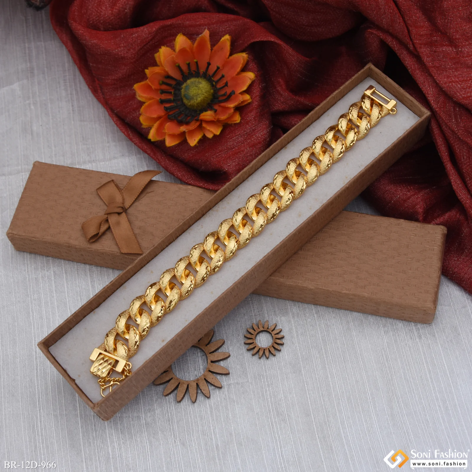 Best Quality Gold Plated Link Bracelet for Men - Style D966 - Image 2