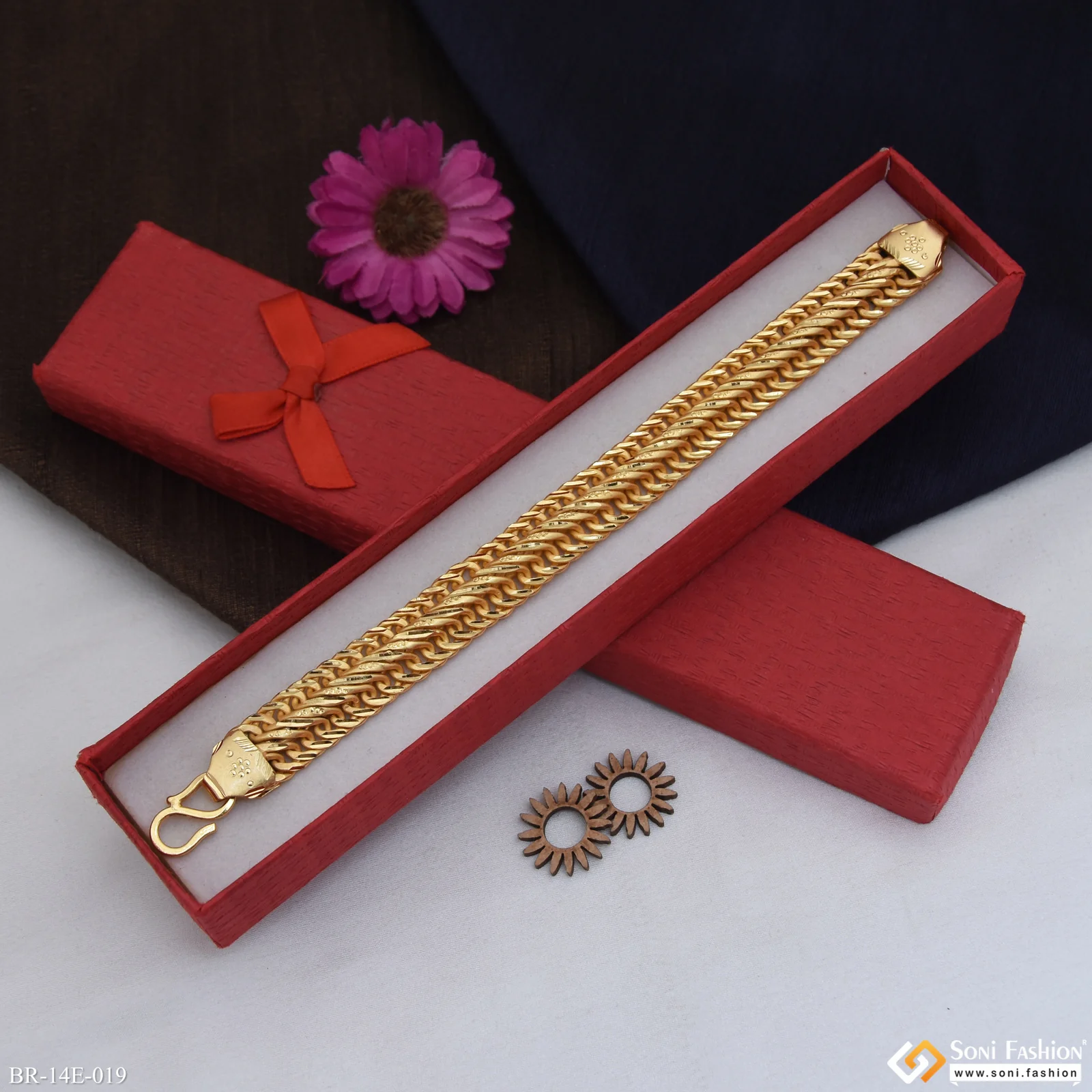 Best Quality Gold Plated Link Bracelet for Men - Style E019 - Image 2
