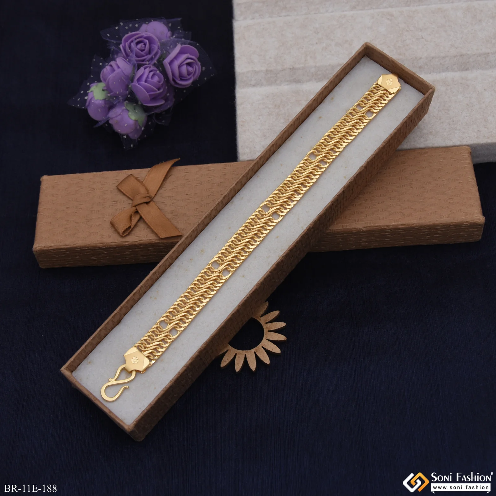 Best Quality Gold Plated Link Bracelet for Men - Style E188 - Image 2