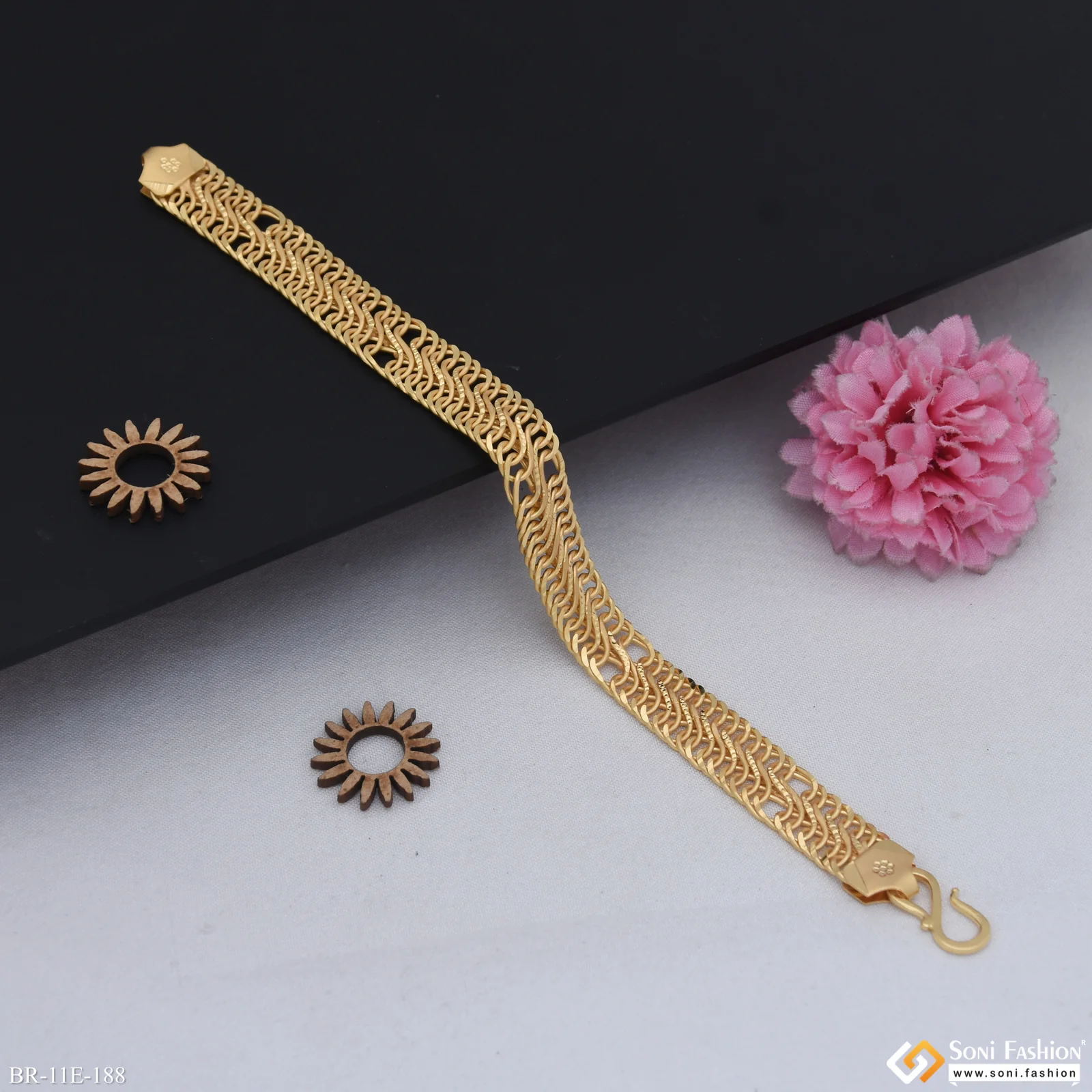 Best Quality Gold Plated Link Bracelet for Men - Style E188 - Image 3