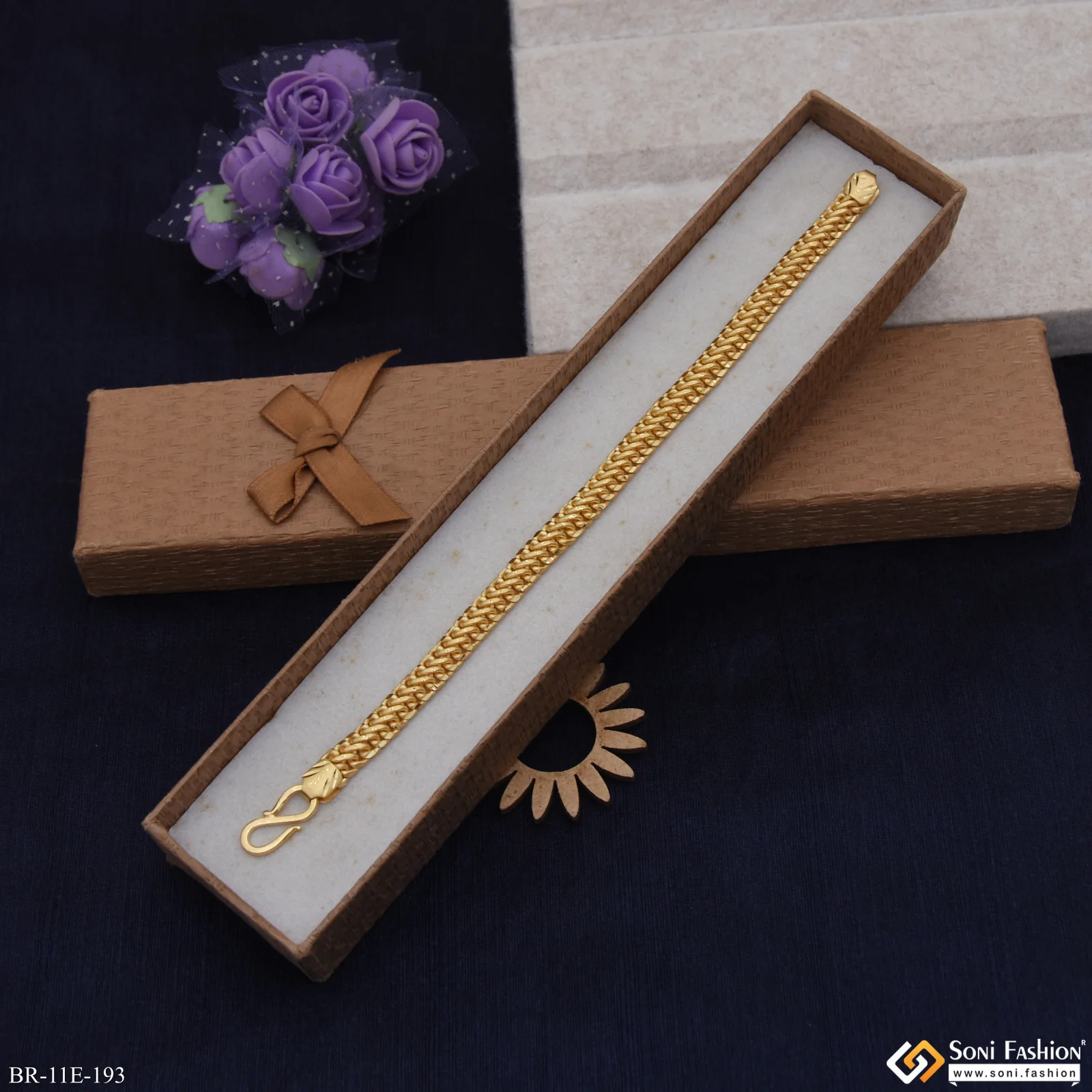 Best Quality Gold Plated Link Bracelet for Men - Style E193 - Image 2