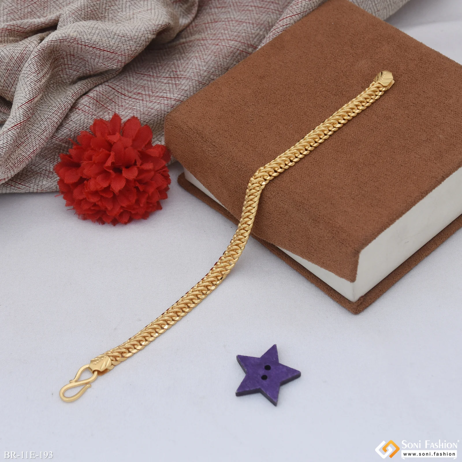 Best Quality Gold Plated Link Bracelet for Men - Style E193 - Image 4