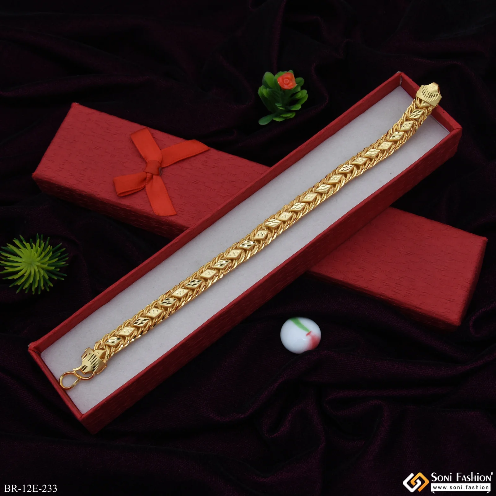 Best Quality Gold Plated Link Bracelet for Men - Style E233 - Image 2