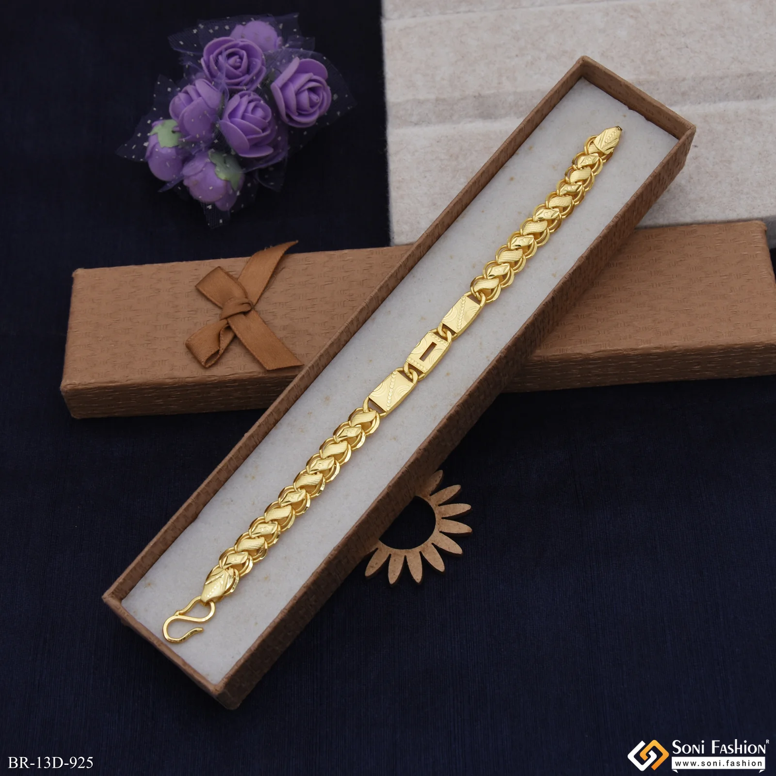 Best Quality Gold Plated Nawabi Kohli Bracelet for Men - Style D925 - Image 3