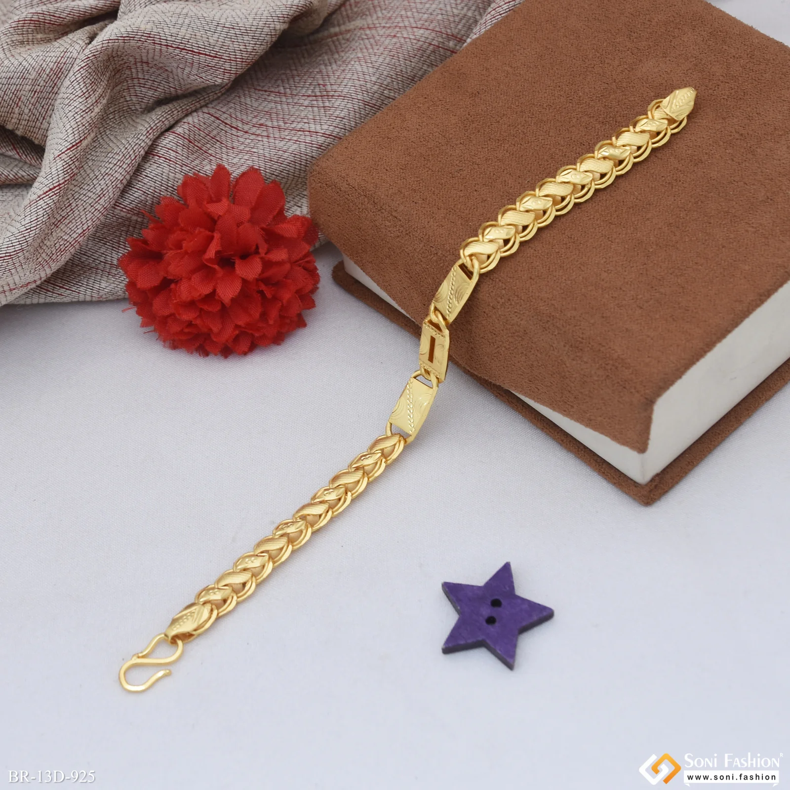 Best Quality Gold Plated Nawabi Kohli Bracelet for Men - Style D925 - Image 4