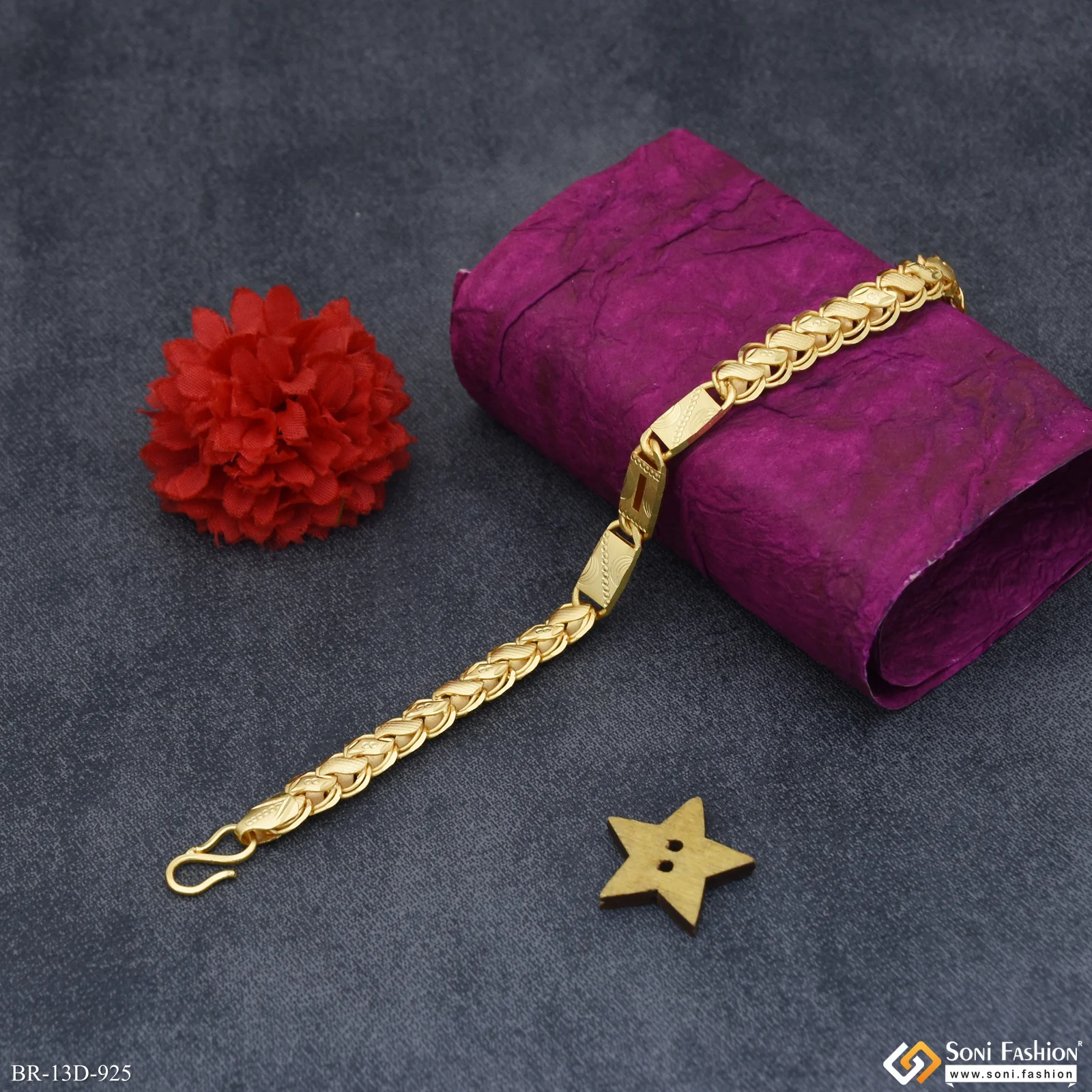 Best Quality Gold Plated Nawabi Kohli Bracelet for Men - Style D925 - Image 5