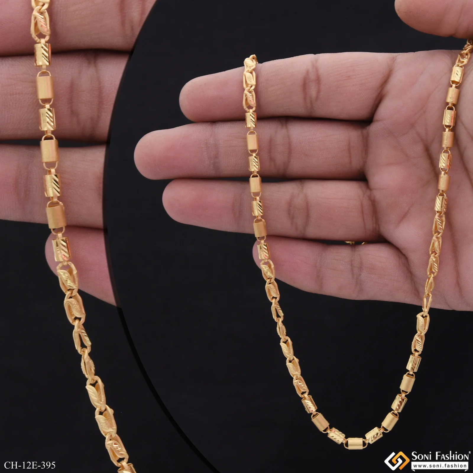 Best Quality Gold Plated Pipe Chain for Men - Style E395 - Image 2