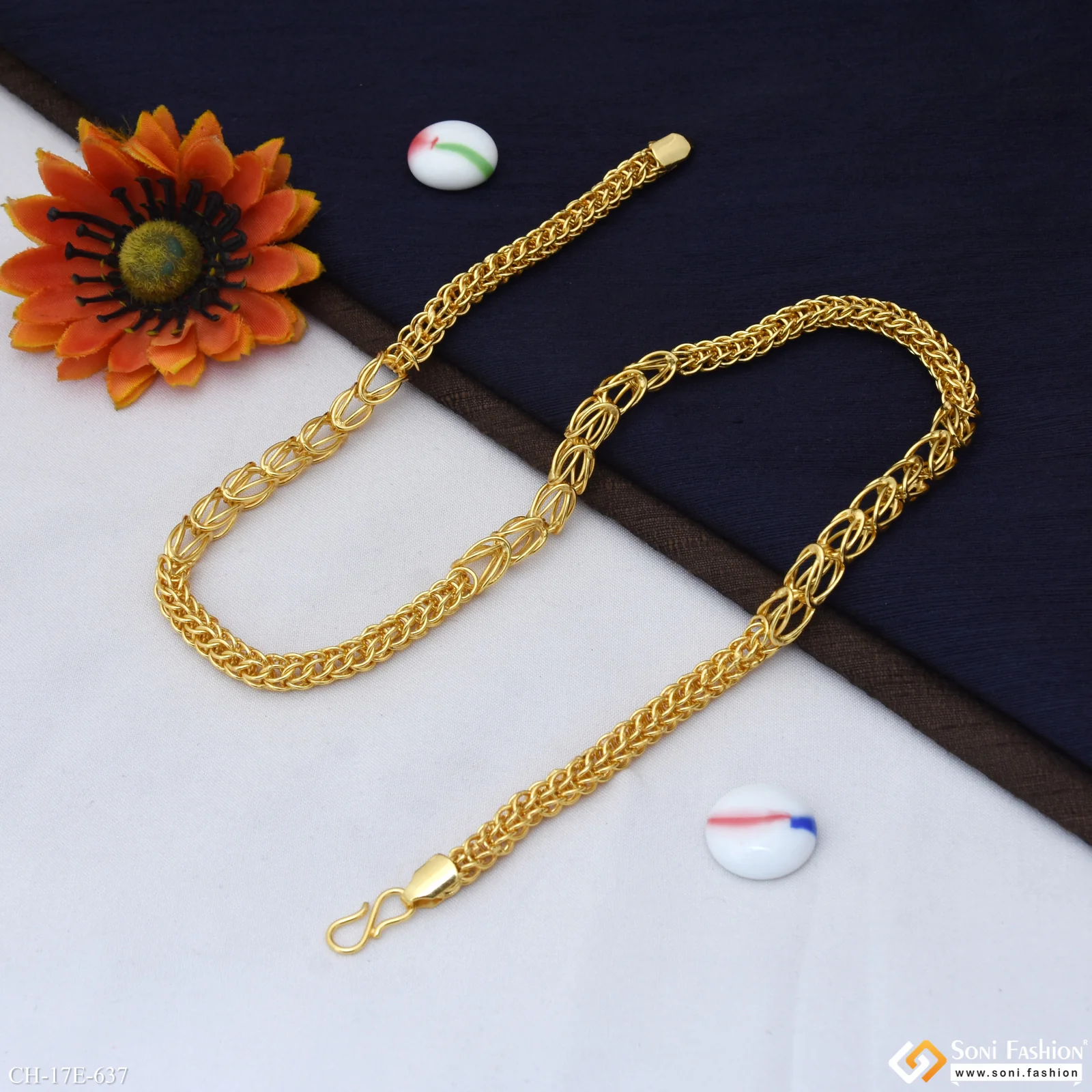 Best Quality Gold Plated Rajwadi Chain for Men - Style E637 - Image 5