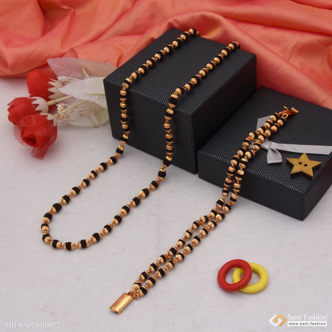 Best Quality Gold Plated Rudraksha Mala with 2 Line Bracelet Combo (MB-A015-B872)