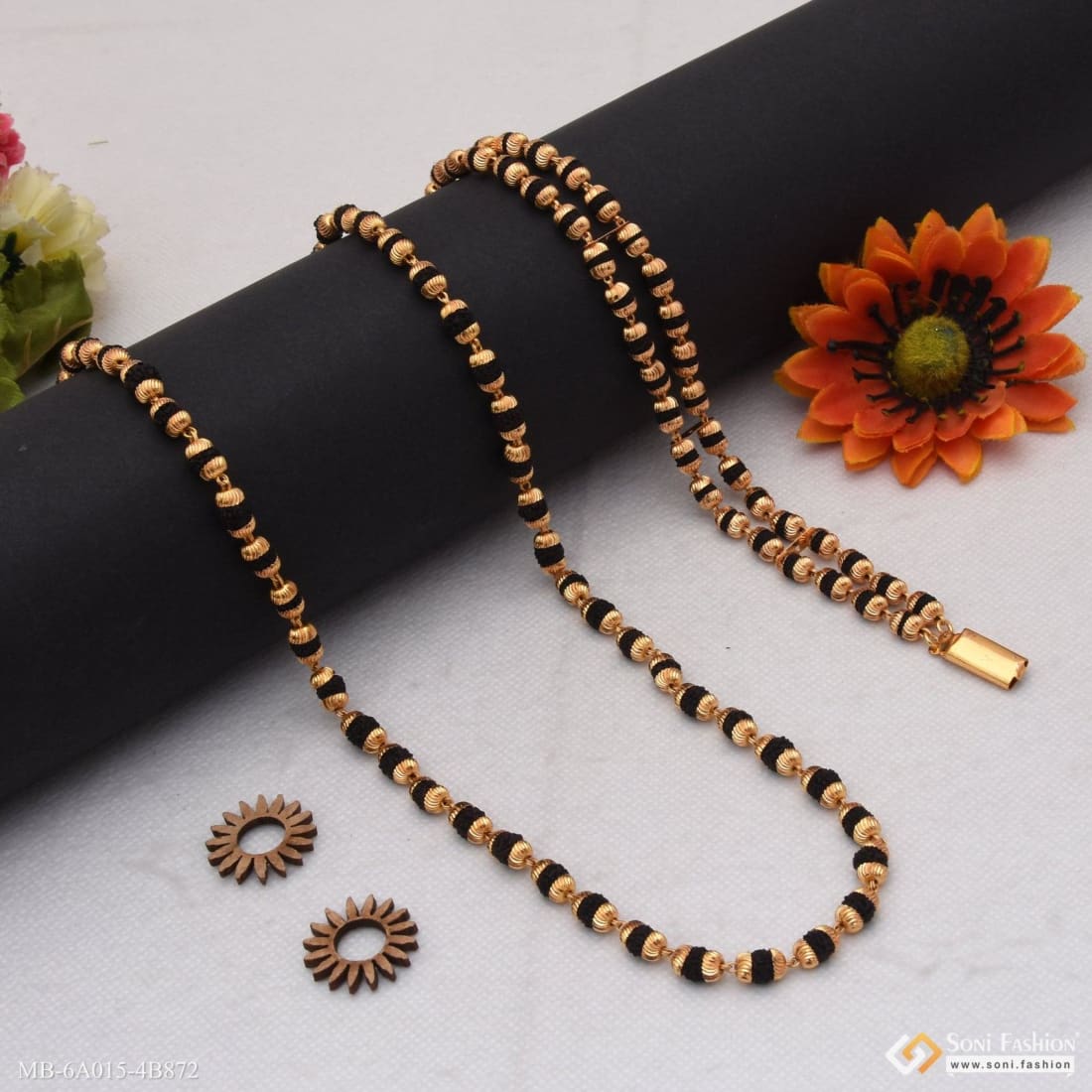 Best Quality Gold Plated Rudraksha Mala with 2 Line Bracelet Combo (MB-A015-B872) - Image 3
