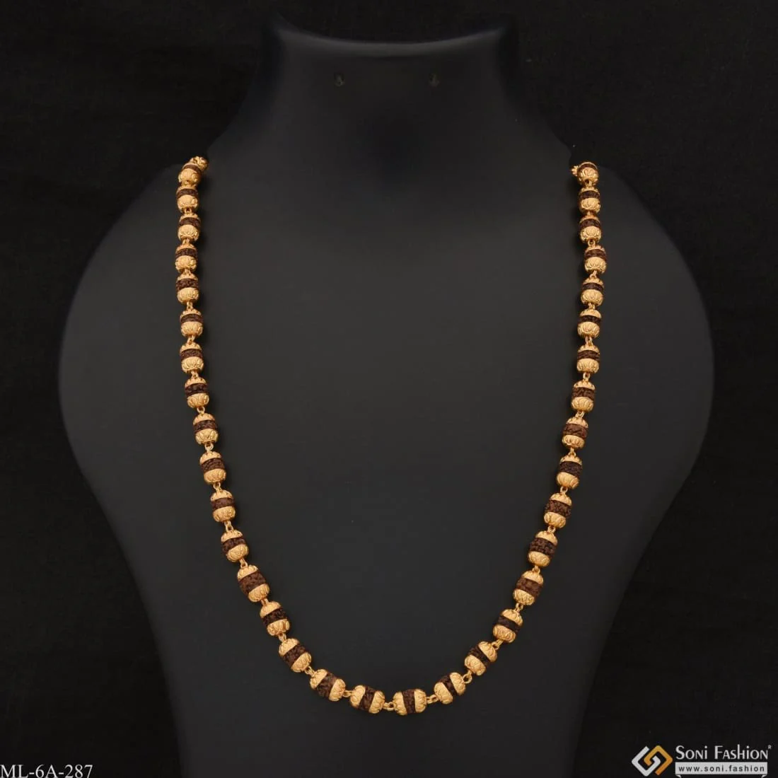 Best Quality Gold Plated Rudraksha Mala for Men - Style A287 - Image 3
