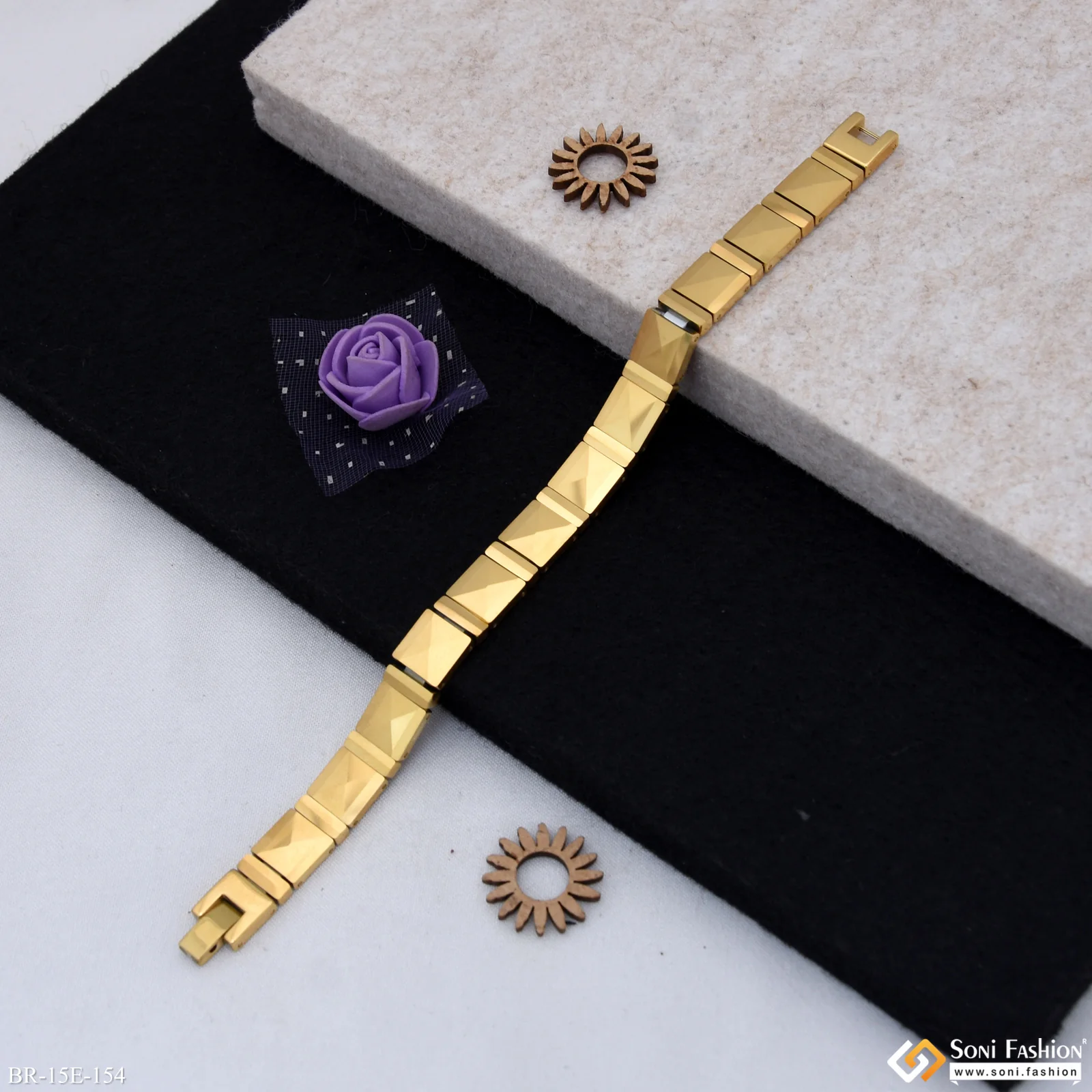 Best Quality Golden Color Ceramic Bracelet for Men - Style E154 - Image 5
