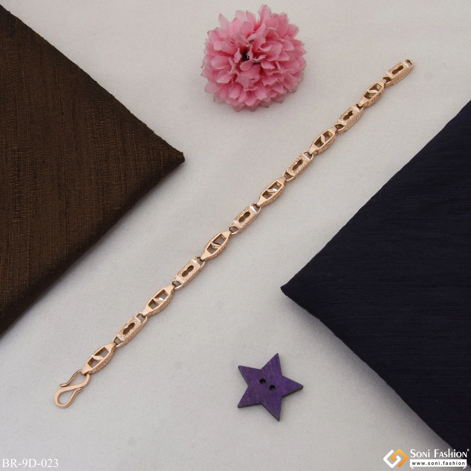 Best Quality Popular Design Rose Gold Color Bracelet for Men - Style D023 - Image 4