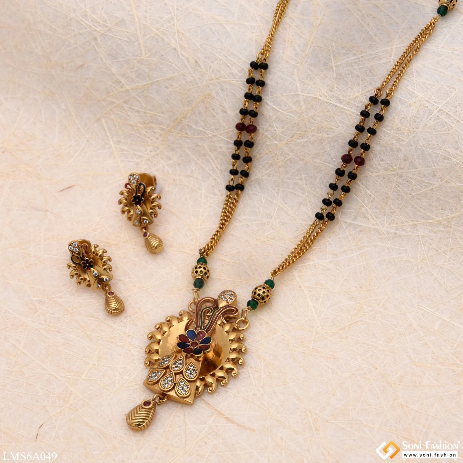 Best Quality With Diamond Gold Plated Mangalsutra Set For Women - Style Lmsa049 - Image 3