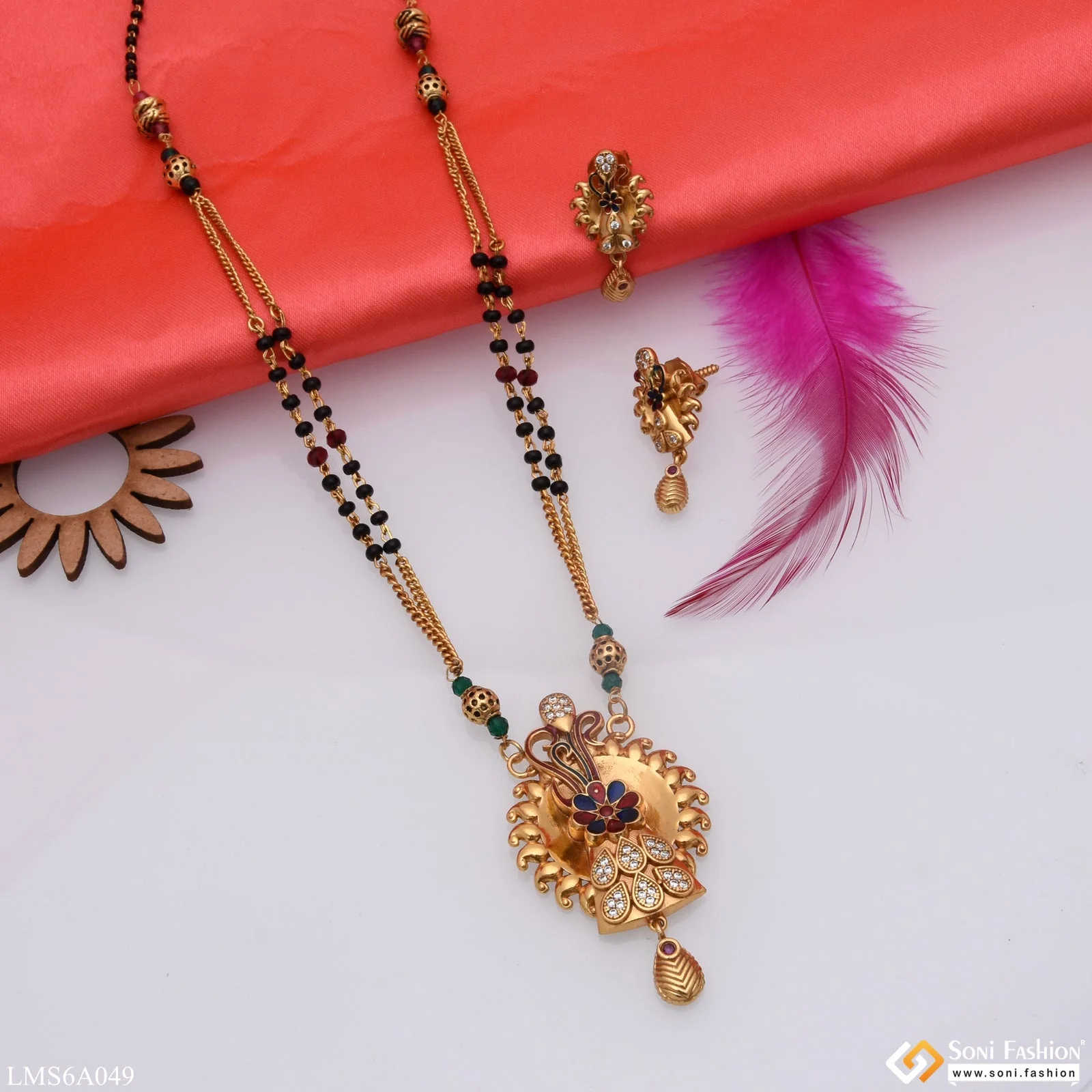 Best Quality With Diamond Gold Plated Mangalsutra Set For Women - Style Lmsa049 - Image 4
