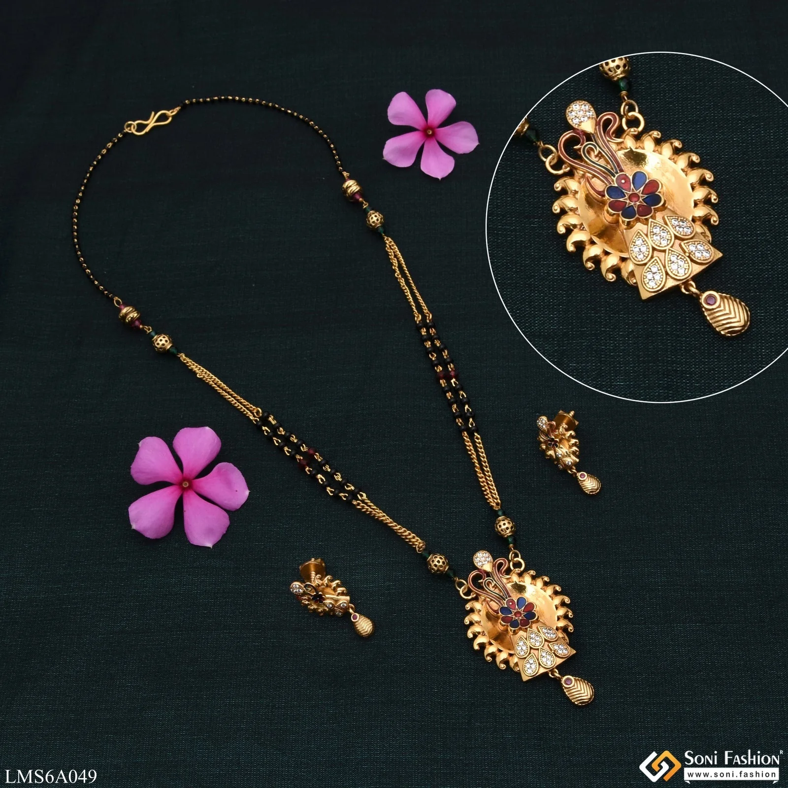 Best Quality With Diamond Gold Plated Mangalsutra Set For Women - Style Lmsa049 - Image 5
