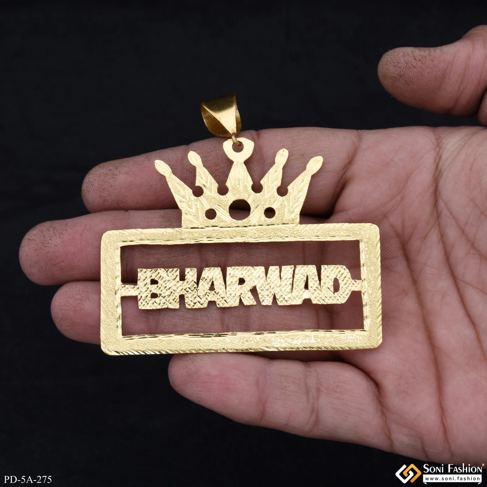 Bharwad King Name High-class Design Gold Plated Pendant For Men - Style A275