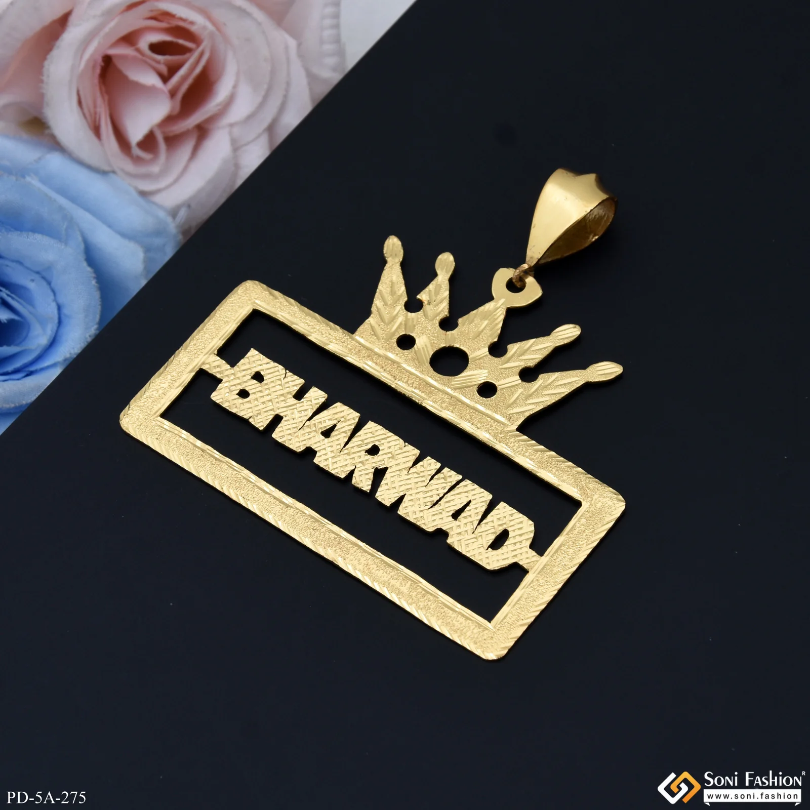 Bharwad King Name High-class Design Gold Plated Pendant For Men - Style A275 - Image 2