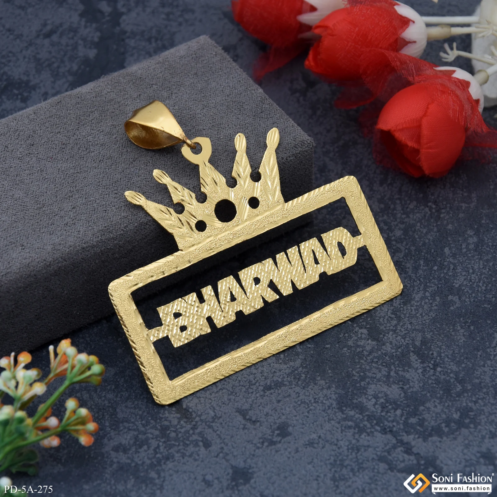 Bharwad King Name High-class Design Gold Plated Pendant For Men - Style A275 - Image 3