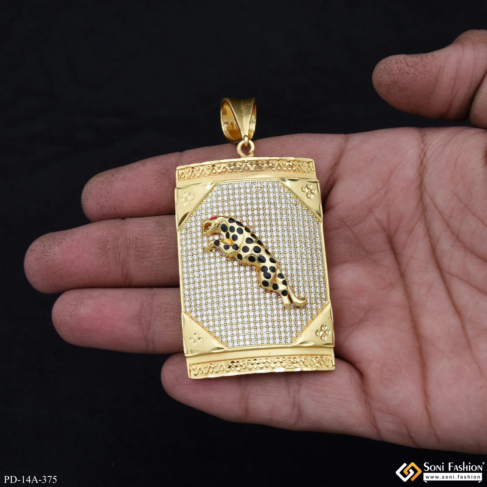 Big Jaguar Diamond Pendant Premium-grade Quality Gold Plated For Men - Style A375 - Image 2