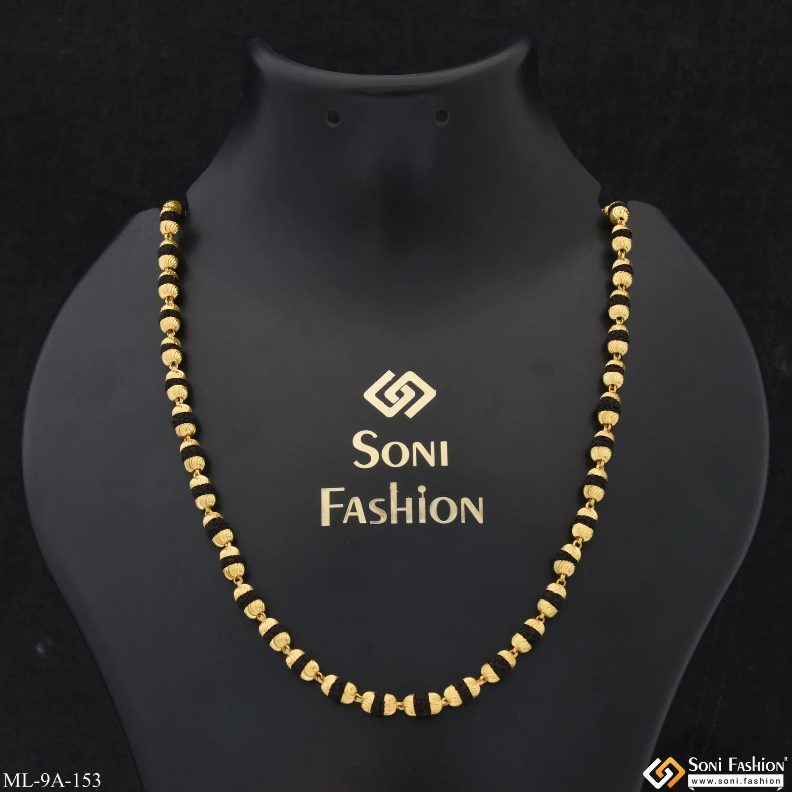 Black Chic Design Superior Quality Gold Plated Rudraksha Mala - Style A153 - Image 2