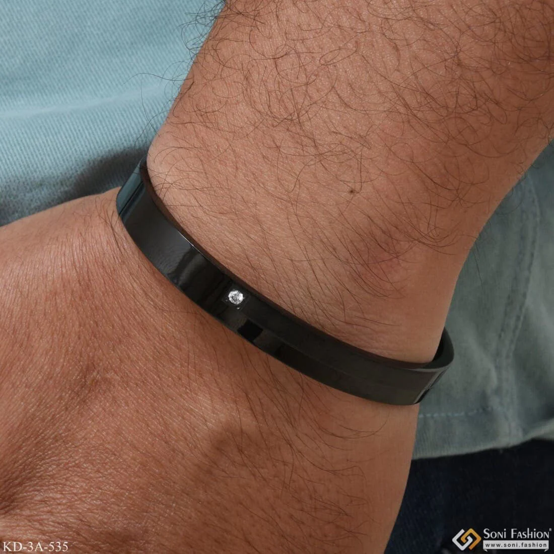 Black Color Stainless Steel Kada for Men - Style A535