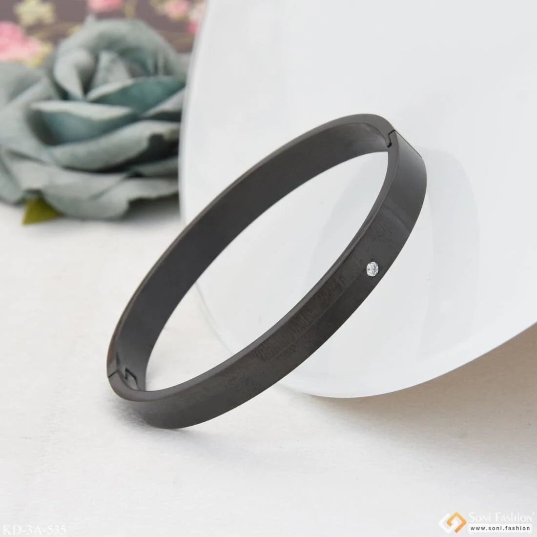 Black Color Stainless Steel Kada for Men - Style A535 - Image 3
