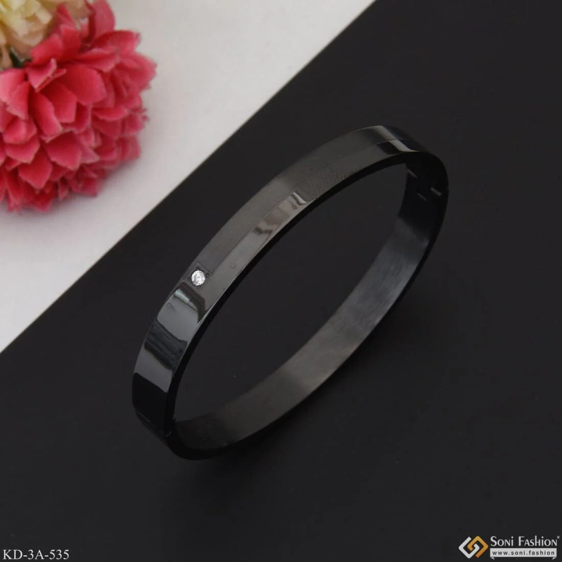 Black Color Stainless Steel Kada for Men - Style A535 - Image 4